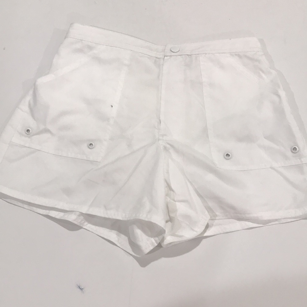 Maxine of Hollywood swimming trunks shorts white zipper front pockets then NWT